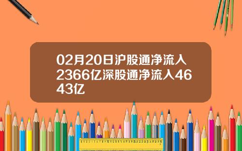02月20日沪股通净流入2366亿深股通净流入4643亿