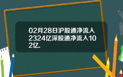 02月28日沪股通净流入2324亿深股通净流入102亿.