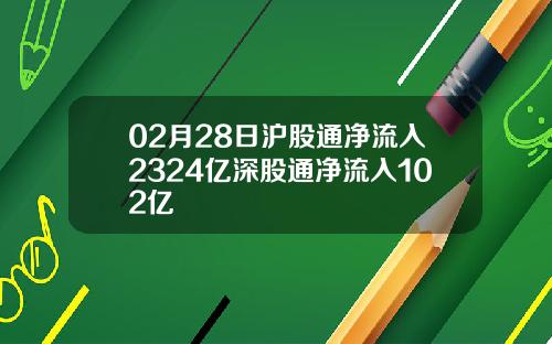 02月28日沪股通净流入2324亿深股通净流入102亿