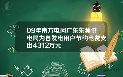 09年南方电网广东东莞供电局为自发电用户节约电费支出4312万元