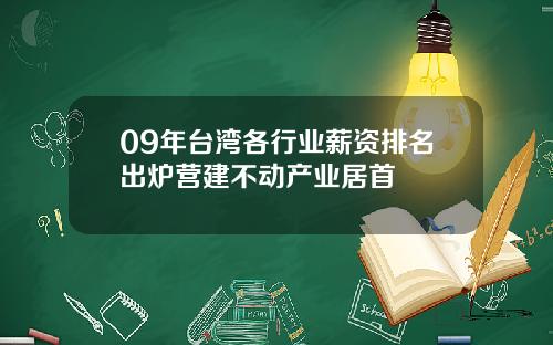 09年台湾各行业薪资排名出炉营建不动产业居首