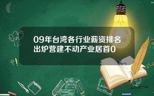 09年台湾各行业薪资排名出炉营建不动产业居首0