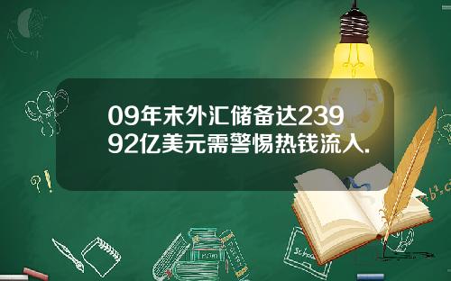 09年末外汇储备达23992亿美元需警惕热钱流入.