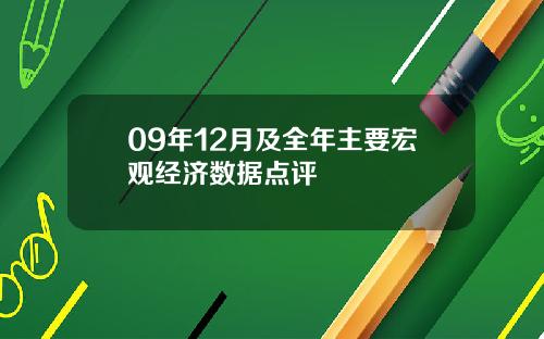 09年12月及全年主要宏观经济数据点评