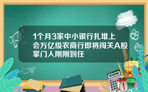 1个月3家中小银行扎堆上会万亿级农商行即将闯关A股掌门人刚刚到任