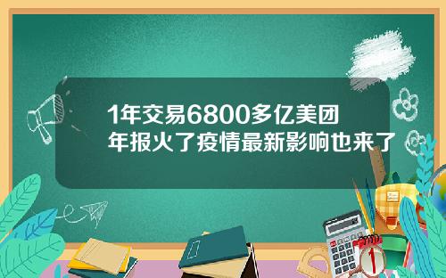 1年交易6800多亿美团年报火了疫情最新影响也来了