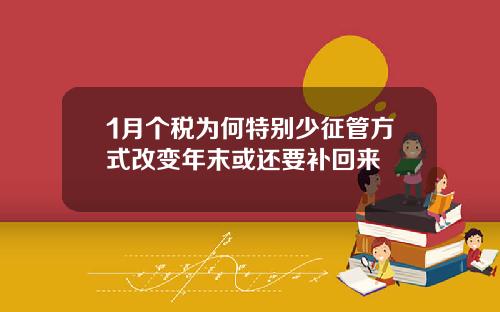 1月个税为何特别少征管方式改变年末或还要补回来
