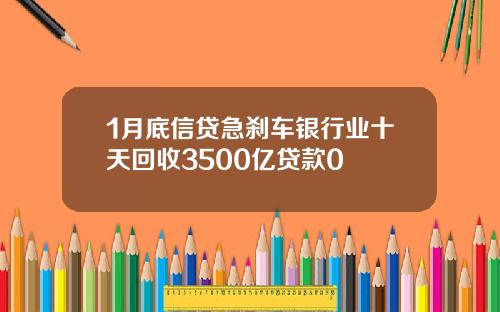 1月底信贷急刹车银行业十天回收3500亿贷款0