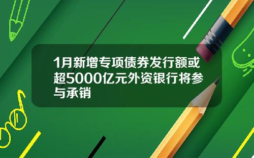 1月新增专项债券发行额或超5000亿元外资银行将参与承销