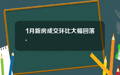 1月新房成交环比大幅回落.