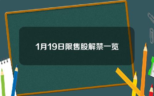 1月19日限售股解禁一览