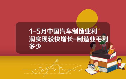 1-5月中国汽车制造业利润实现较快增长-制造业毛利多少