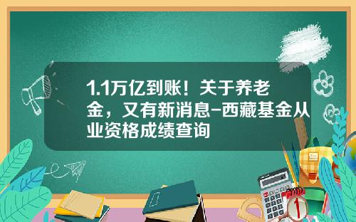 1.1万亿到账！关于养老金，又有新消息-西藏基金从业资格成绩查询