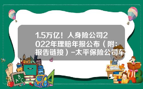 1.5万亿！人身险公司2022年理赔年报公布（附：报告链接）-太平保险公司车险理赔【新闻】