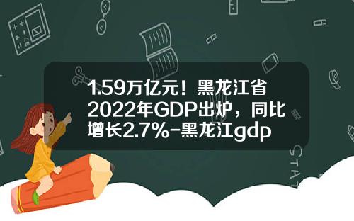 1.59万亿元！黑龙江省2022年GDP出炉，同比增长2.7%-黑龙江gdp占全国比重是多少