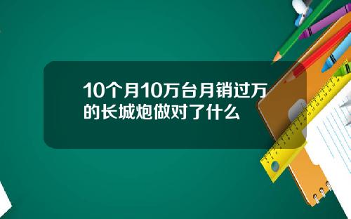 10个月10万台月销过万的长城炮做对了什么