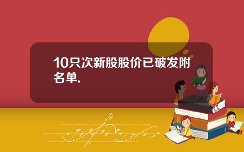 10只次新股股价已破发附名单.