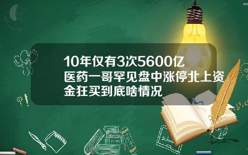 10年仅有3次5600亿医药一哥罕见盘中涨停北上资金狂买到底啥情况
