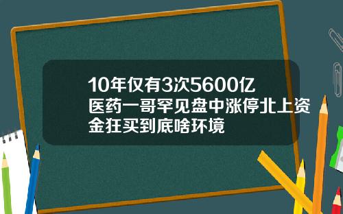 10年仅有3次5600亿医药一哥罕见盘中涨停北上资金狂买到底啥环境
