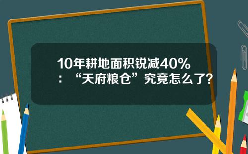 10年耕地面积锐减40%：“天府粮仓”究竟怎么了？