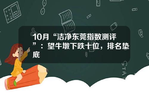 10月“洁净东莞指数测评”：望牛墩下跌十位，排名垫底