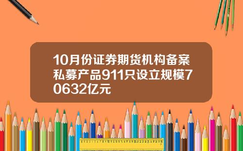 10月份证券期货机构备案私募产品911只设立规模70632亿元
