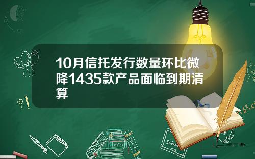 10月信托发行数量环比微降1435款产品面临到期清算