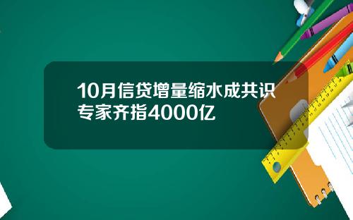 10月信贷增量缩水成共识专家齐指4000亿