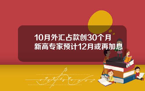 10月外汇占款创30个月新高专家预计12月或再加息