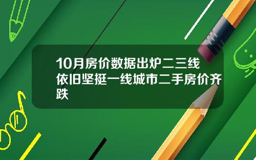 10月房价数据出炉二三线依旧坚挺一线城市二手房价齐跌