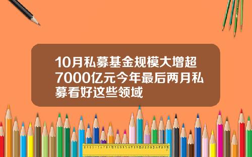 10月私募基金规模大增超7000亿元今年最后两月私募看好这些领域