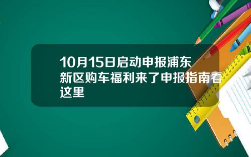 10月15日启动申报浦东新区购车福利来了申报指南看这里