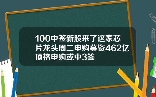 100中签新股来了这家芯片龙头周二申购募资462亿顶格申购或中3签