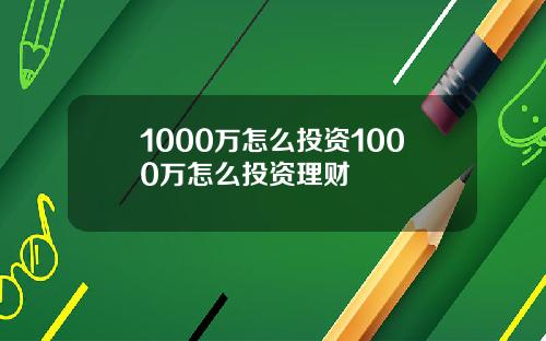 1000万怎么投资1000万怎么投资理财