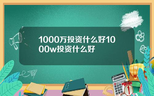 1000万投资什么好1000w投资什么好