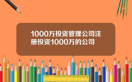 1000万投资管理公司注册投资1000万的公司