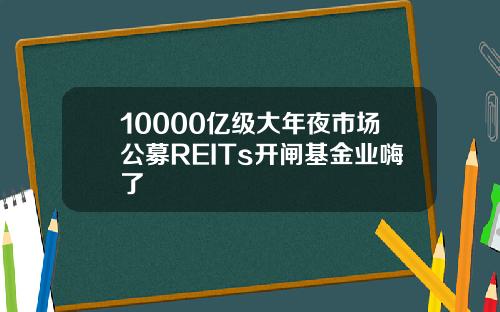 10000亿级大年夜市场公募REITs开闸基金业嗨了