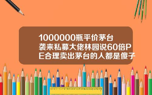 1000000瓶平价茅台袭来私募大佬林园说60倍PE合理卖出茅台的人都是傻子