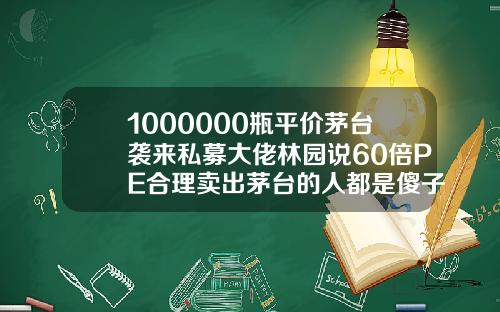 1000000瓶平价茅台袭来私募大佬林园说60倍PE合理卖出茅台的人都是傻子