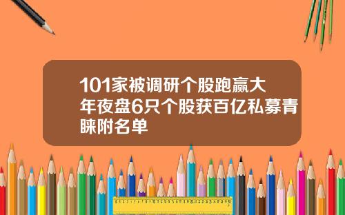 101家被调研个股跑赢大年夜盘6只个股获百亿私募青睐附名单