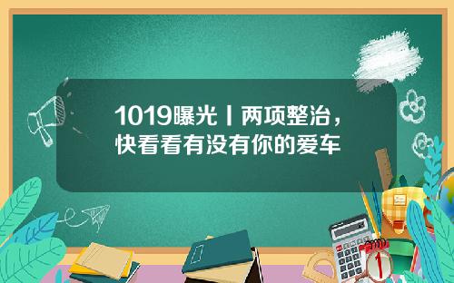 1019曝光丨两项整治，快看看有没有你的爱车