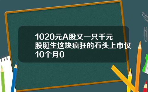 1020元A股又一只千元股诞生这块疯狂的石头上市仅10个月0