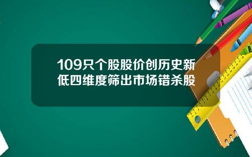 109只个股股价创历史新低四维度筛出市场错杀股