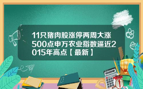 11只猪肉股涨停两周大涨500点申万农业指数逼近2015年高点【最新】