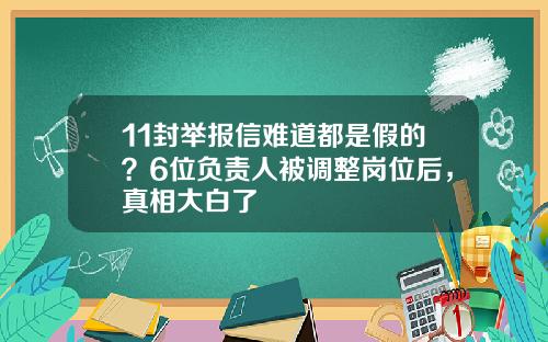 11封举报信难道都是假的？6位负责人被调整岗位后，真相大白了