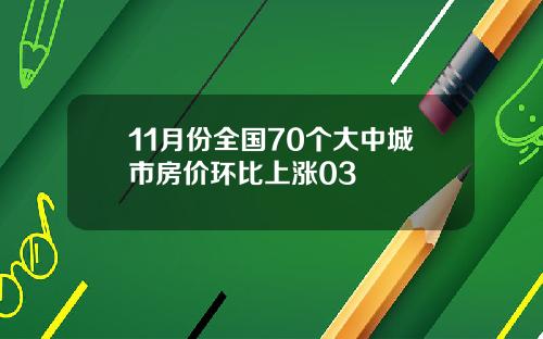 11月份全国70个大中城市房价环比上涨03