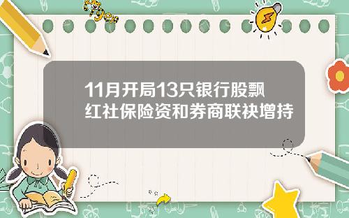 11月开局13只银行股飘红社保险资和券商联袂增持