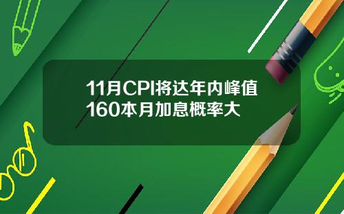 11月CPI将达年内峰值160本月加息概率大