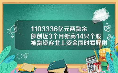 1103336亿元两融余额创近3个月新高14只个股被融资客北上资金同时看好附股
