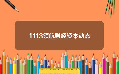 1113领航财经资本动态